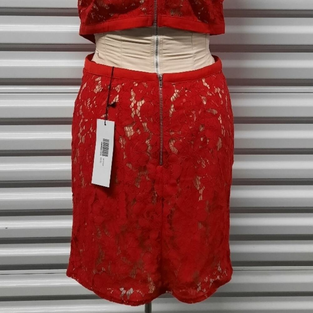 The Room Halter Mini Dress Sz Medium Red Lace Sheer Overlay Sexy Cocktail Party - Picture 8 of 10